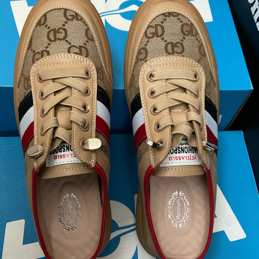 Brown slip on shoes